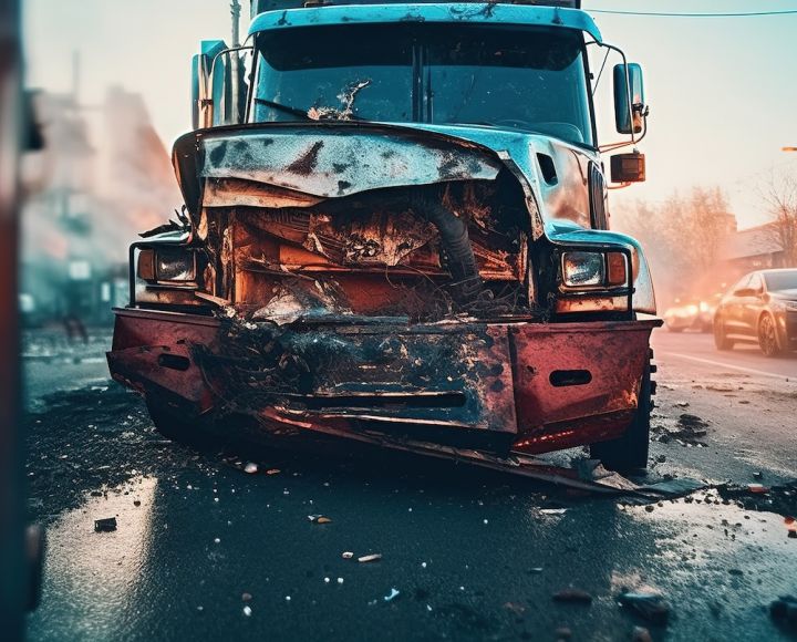 Truck Crash Damage Realistic Photo